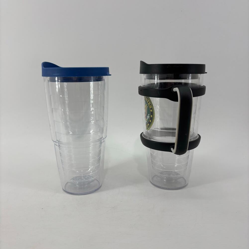 2 Tervis Cups Clear US Army Blue Black Tumbler Lid Insulated - Picture 5 of 11
